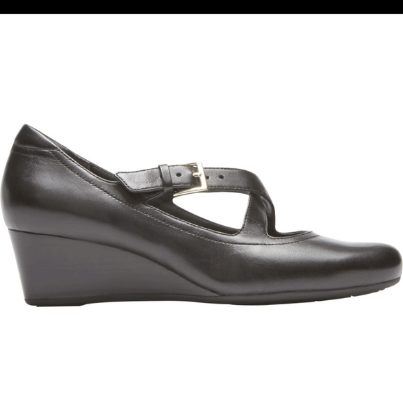 Rockport Womens Size 9.5 M Black Leather Criss Cross Soft Wedge Shoes 10… - Picture 4 of 14